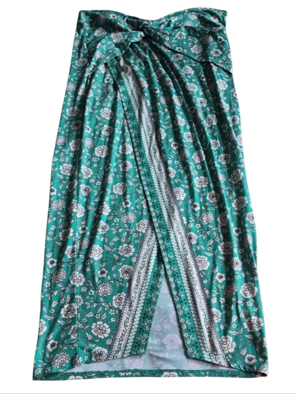 Free People Large Sarong It Feels Right Skirt Emerald Green Floral Soft Stretchy